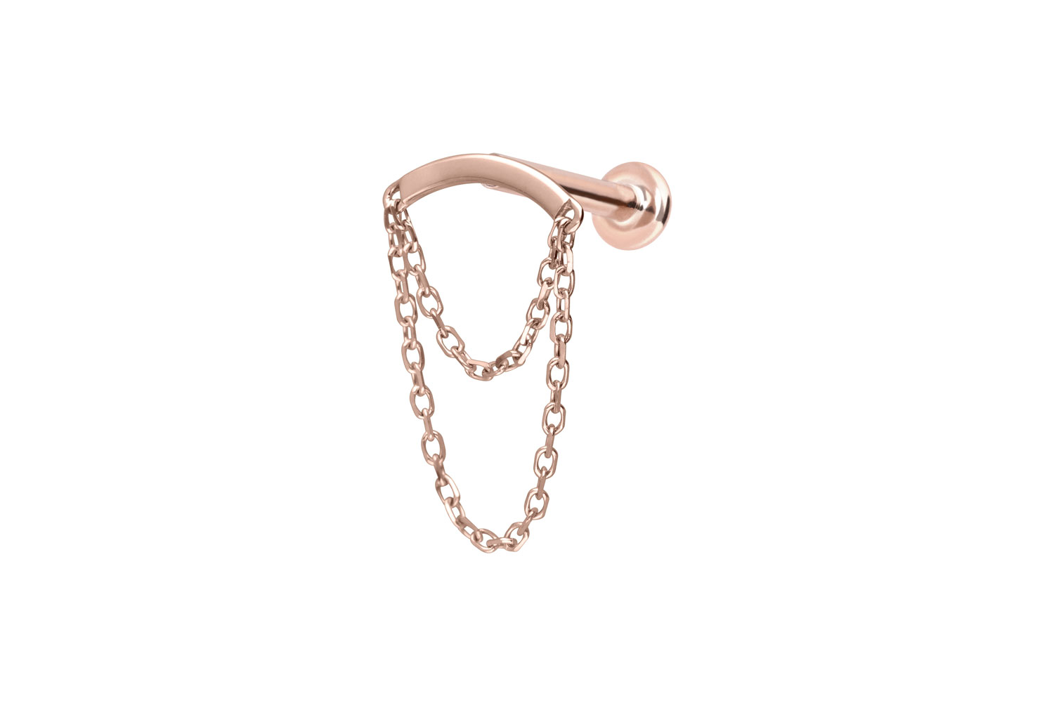 14 Karat Gold Labret Piercing mit Push Fit BOGEN + 2 KETTEN